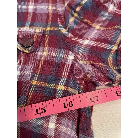 Matilda Jane Multicolor Plaid purple Top tunic Shirt Size Small Rayon ruffled - Picture 6 of 11